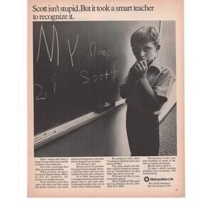 Metropolitan Life Insurance Advertisement Vtg 1960s Scott Learning Disability
